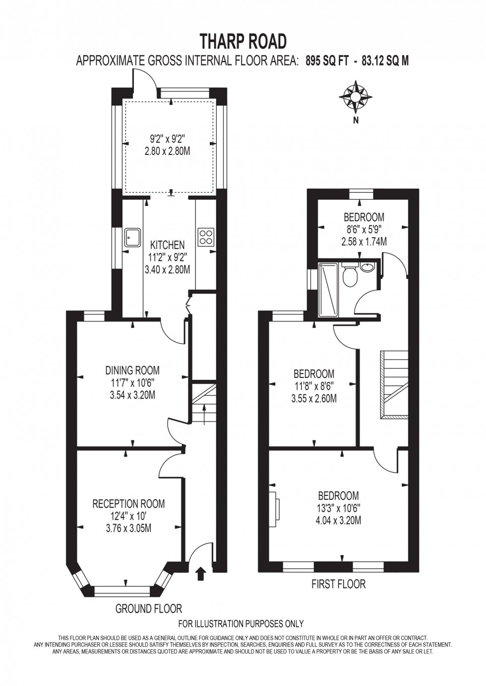Floorplan for Tharp Road, Wallington, SM6