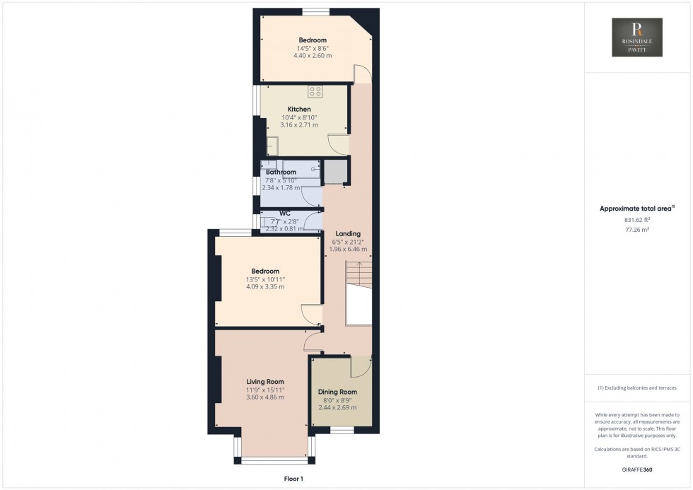 Floorplan for Blenheim Gardens, Wallington, SM6